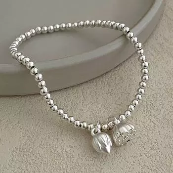 Браслет из бисера лотоса Banyan Tree S999 Silver - универсальный женский ювелирный подарок высокого класса BRS3010 серебряный