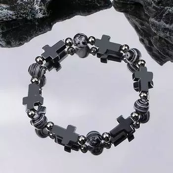 Браслет из бисера Punk Wind Dark Cross для мужчин и женщин, модные ювелирные изделия в стиле хип-хоп, аксессуары чёрный