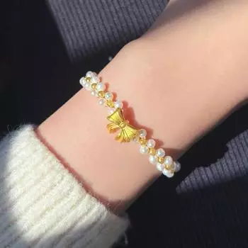 Браслет из бисера с бантом для женщин Ins Light Luxury Niche Design Браслет золотой