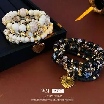 Браслет из бисера с бриллиантами и буквами в форме сердца, персонализированный модный браслет, элегантное и высококачественное изделие ручной работы белый