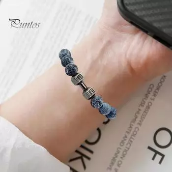 Браслет из бисера со штангой в этническом стиле, целебная энергия, красочный искусственный бирюзовый натуральный камень, круглые бусины, браслет для девочек, модные украшения 19cm чёрный