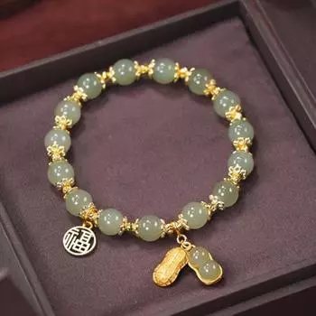 Браслет из бисера Уникальный Легкий Роскошный Минималистичный Компактный Хороший Символизм Твердый Имитация Нефрита Ручной Орнамент