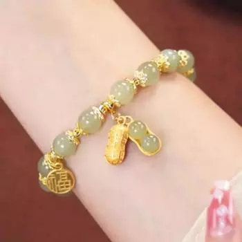 Браслет из бисера Уникальный Легкий Роскошный Минималистичный Компактный Хороший Символизм Твердый Имитация Нефрита Ручной Орнамент