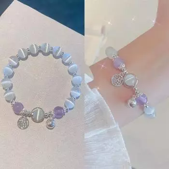 Браслет из бисера, женский романтический кошачий глаз, камень, очаровательный браслет, имитация лунного камня, наручная цепочка, ювелирные изделия для подруги, подарок