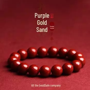 Браслет из буддийских бусин цвета киновари и фиолетового золота и песка: Натуральные четки для мужчин и женщин 6MM about 29 pieces фиолетовый