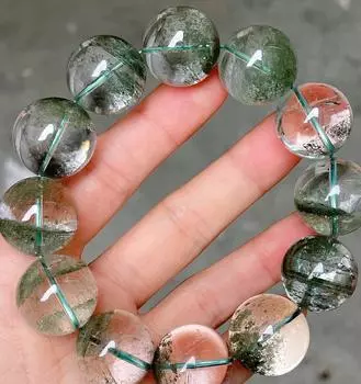 Браслет из бусин 10 мм из натурального зеленого кварца-призрака 10mm