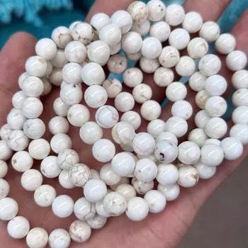 Браслет из бусин белого камня магнезита, женский и мужской браслет 4 мм, 6 мм, 8 мм, 10 мм, 12 мм, натуральный кристаллический браслет 4mm