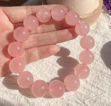 Браслет из бусин из натурального мадагаскарского розового кварца 14 мм, красивый подлинный браслет из драгоценных камней 14mm