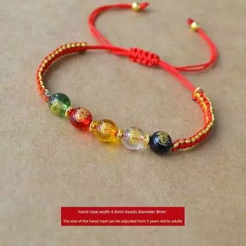 Браслет из бусин пяти элементов года рождения, Праздник драконьих лодок, Цветная веревка, Мужской и женский парный, Ручной работы, Плетеный узел Цзинь Ган, Ремешок для ношения 50013 red rope five way God of Wealth