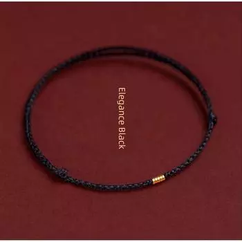 Браслет из бусин удачи горы Путо, красная веревочка, плетеный ручной ремешок, красная веревочка на год животного, браслет на ногу из аллювиального золота для женщин Hand Rope Elegance Black [Homework Done] Good Luck