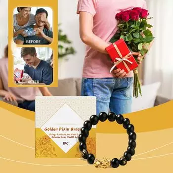 Браслет из бусин «Золотой Пиксиу» по фен-шуй приносит удачу, уравновешивает пять стихий, гармонизирует энергию и приносит богатство. жёлтый