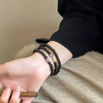 Браслет из черного дерева и красного сандала, эластичный браслет из зеленого натурального сандалового дерева, подарок Red Sandalwood