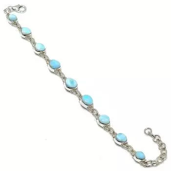 Браслет из чистого серебра 925 пробы Natural Republic с драгоценными камнями Larimar, длина 7-8 дюймов, t5s86