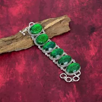 Браслет из чистого серебра 925 пробы с зеленым триплетом опалом, браслет ручной работы с драгоценными камнями, подарки для жены, совершенно новый браслет Adjustable with 8 inches зелёный