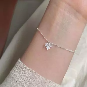 Браслет из чистого серебра S925, браслет с кленовым листом, литературный свежий браслет ручной работы с милыми листьями, женский новый браслет