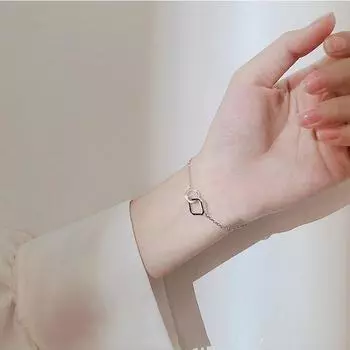 Браслет из чистого серебра S925, простой браслет с круглыми бриллиантами, квадратные украшения для рук, модный день, корейский студенческий подарок, ювелирные изделия для женщин