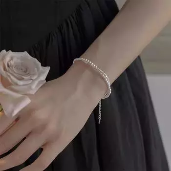 Браслет из чистого серебра с разбитым серебряным жемчугом для девочек, легкая роскошь, нишевый, изысканный и элитный серебряный браслет, серебряные аксессуары 16CM