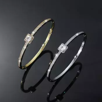 Браслет из циркония для женской моды, уникальный темперамент, простой и универсальный, изысканный аксессуар 17CM