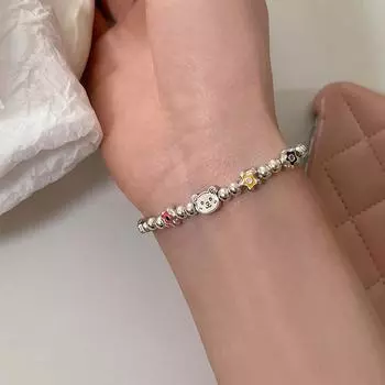 Браслет из цветного масляного медведя с металлическими бусинами, женский, легкий, роскошный, высокого класса, элегантный, простой, универсальный браслет, ювелирные изделия