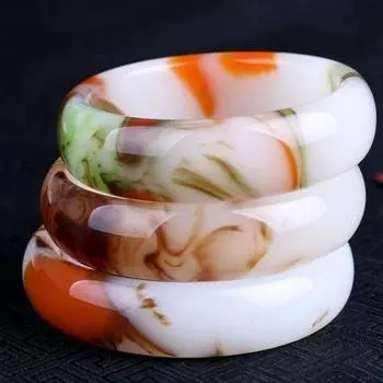 Браслет из цветного синьцзянского браслета из натурального кроваво-красного золота с нефритом, подарок на День матери с подарочной коробкой 54MM