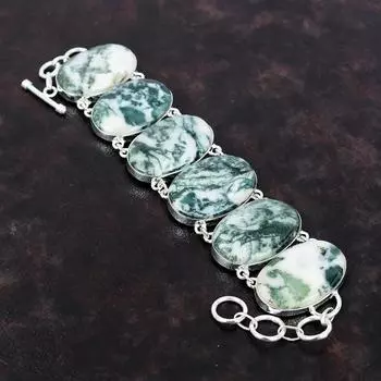 Браслет из дерева с агатом, браслет из стерлингового серебра 925 пробы, замечательные ювелирные изделия, регулируемый браслет-цепочка, подарок для девушки, браслет ручной работы с приличным драгоценным камнем