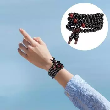 Браслет из деревянных бусин, браслет для снятия стресса, поддельный сандал, буддийский Будда, 4-слойная цепочка на запястье, мужской женский браслет, браслеты белый