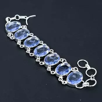 Браслет из драгоценного камня иолита, ювелирный браслет из стерлингового серебра 925 пробы, ювелирный браслет из драгоценного камня иолита для женщин, браслет, подарки, ювелирные изделия для нее 8