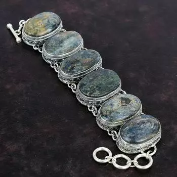 Браслет из драгоценного камня кианит, винтажный браслет ручной работы, браслет из стерлингового серебра 925 пробы, регулируемый браслет-цепочка, дизайнерские украшения, подарок на годовщину