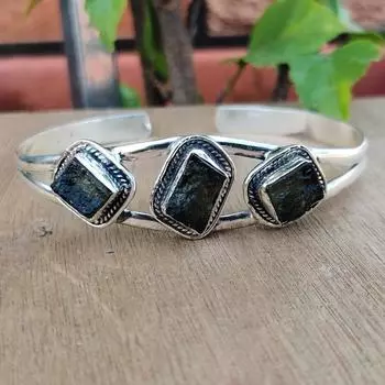 Браслет из драгоценного камня молдавит, серебро 925 пробы, ручная работа, женские украшения PG143 Free Size зелёный