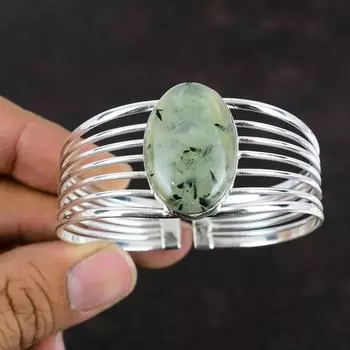 Браслет из драгоценного камня Moss Prehnite, ювелирные изделия ручной работы, совершенно новый браслет из стерлингового серебра 925 пробы, регулируемый браслет, уникальные ювелирные изделия для подарков
