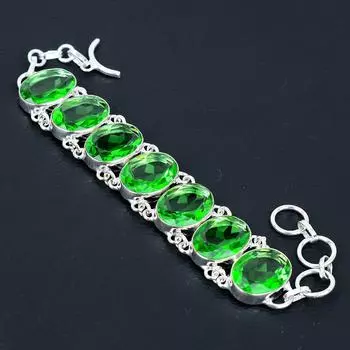 Браслет из драгоценного камня с хромдиопсидом, ювелирный браслет из стерлингового серебра 925 пробы, ювелирный браслет из драгоценного камня с хромдиопсидом для женщин, подарки для нее 8 зелёный