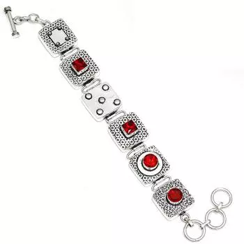 Браслет из драгоценных камней мозамбикского граната и кварца 7-8