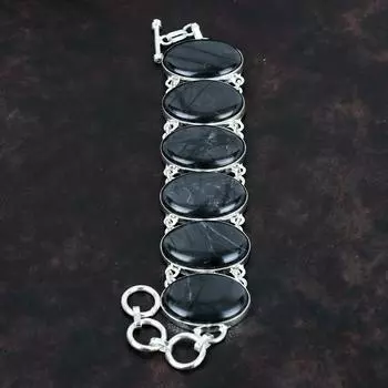 Браслет из драгоценных камней Пикассо с яшмой Ювелирные изделия ручной работы Уникальный стильный браслет Браслет из стерлингового серебра 925 пробы Регулируемый браслет-цепочка Подарки для него Adjustable