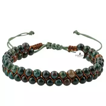 Браслет из двухрядного натурального камня Blood Stone 4 мм