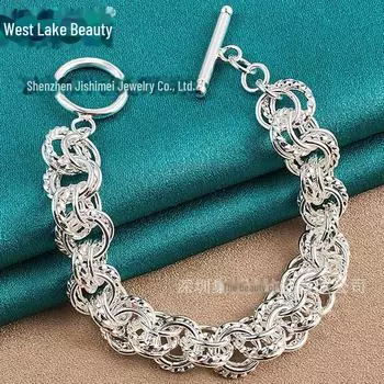 Браслет из двухслойного витого серебра West Lake 20cm