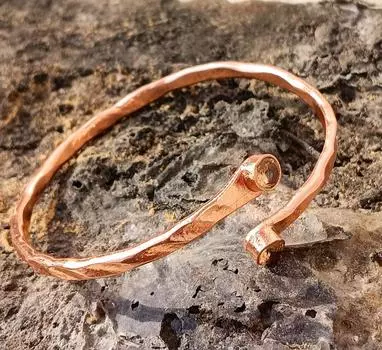 Браслет из дымчатого топаза, медный браслет, регулируемый браслет-манжета, ручная работа, ювелирные изделия в стиле бохо, браслет с драгоценными камнями, медные украшения Copp-Ba-B536 M коричневый