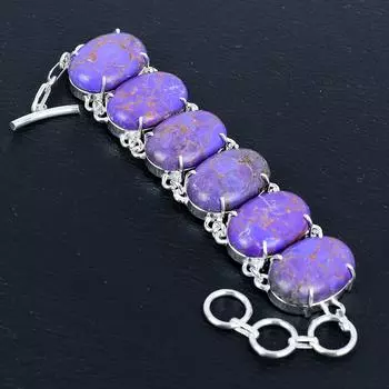 Браслет из фиолетового медно-бирюзового драгоценного камня ручной работы из стерлингового серебра 925 пробы, браслет из австралийского триплетного опала для жены, браслет унисекс для вечеринки в подарок 8 фиолетовый