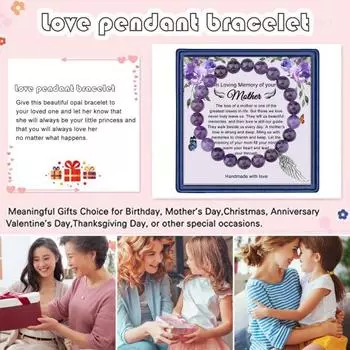 Браслет из фиолетовых бусин с глянцевой отделкой, подвеска в виде ангела, гальванический ювелирный аксессуар для девочек, внучка E