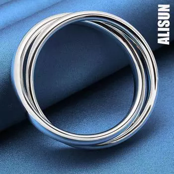 Браслет из гладкого двойного кольца из стерлингового серебра 925 пробы, модные свадебные украшения 67MM
