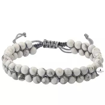 Браслет из говлита, 4 мм, двухрядный из натурального камня