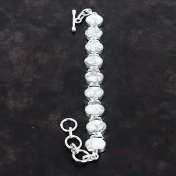 Браслет из говлита Браслет ручной работы с драгоценными камнями Браслет из стерлингового серебра 925 пробы Регулируемый браслет-цепочка Подарки для него Красивые ювелирные изделия из говлита Adjustable