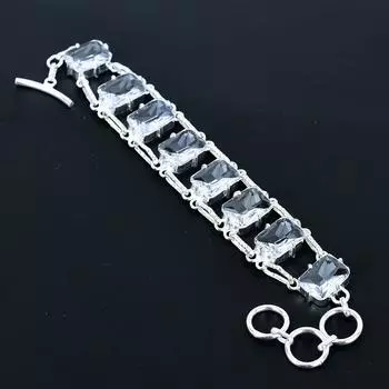 Браслет из граненого белого топаза, ювелирное изделие из стерлингового серебра 925 пробы, браслет с регулируемой цепочкой, драгоценный камень в форме подушки, украшение ручной работы, подарок для нее 8 белый