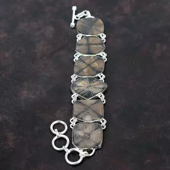 Браслет из хиастолита, браслет из стерлингового серебра 925 пробы, браслет из драгоценных камней высшего качества, регулируемый браслет-цепочка, ювелирный браслет ручной работы для подарка Adjustable