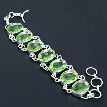 Браслет из хризолита, ювелирный браслет из стерлингового серебра 925 пробы, ювелирный браслет из хризолита для женщин, браслет, подарки для нее 8 зелёный