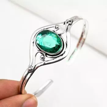 Браслет из индиголита, браслет-манжета из цельного серебра 925 пробы, регулируемый браслет, ювелирные изделия с драгоценными камнями в подарок маме, совершенно новые ювелирные изделия ручной работы Adjustable зелёный