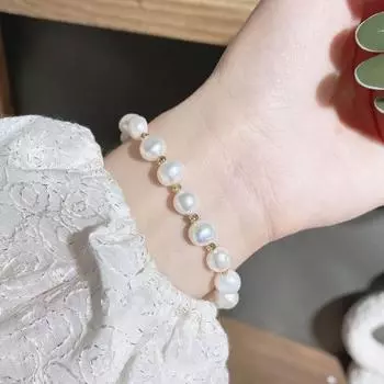 Браслет из искусственного жемчуга, сплав со стразами, гладкая отделка, контрастный цвет, женский браслет на запястье, ювелирные изделия для выпускного, официального банкета, свадьбы белый
