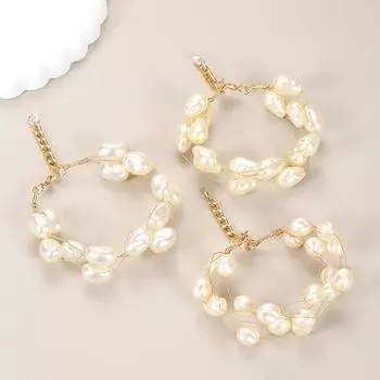 Браслет из искусственного жемчуга, винтажный, ручной работы, комбинированный аксессуар, классический женский браслет для подарка на день рождения a