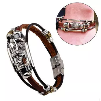 Браслет из искусственной кожи в стиле панк, уникальный, регулируемый, этнический, модный, готический, многослойный
