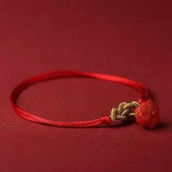 Браслет из киновари Пиксю Браслет из красной веревки Браслет для женщин Год рождения Ручное плетение Ручная веревка Style five