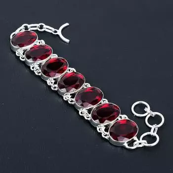 Браслет из красного граната, ювелирный браслет из стерлингового серебра 925 пробы, ювелирный браслет из красного граната для женщин, браслет, подарки для нее 8 красный
